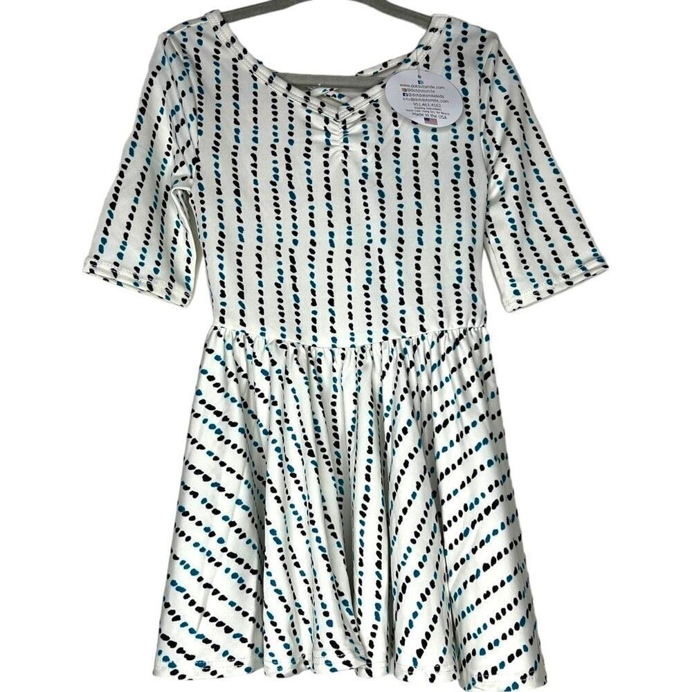 NEW Dot Dot Smile Black Blue Dots White Ballerina Dress 2T